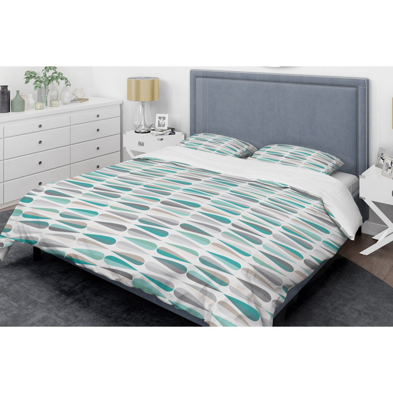  Ensemble de housse de couette en microfibre abstrait et moderne bleu et moderne, Housse simple + 1 taie décorative