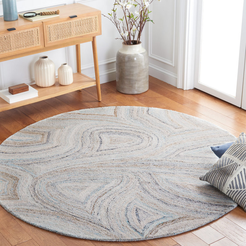 Tapis abstrait beige / bleu Abstract 147, Rond 6 pi