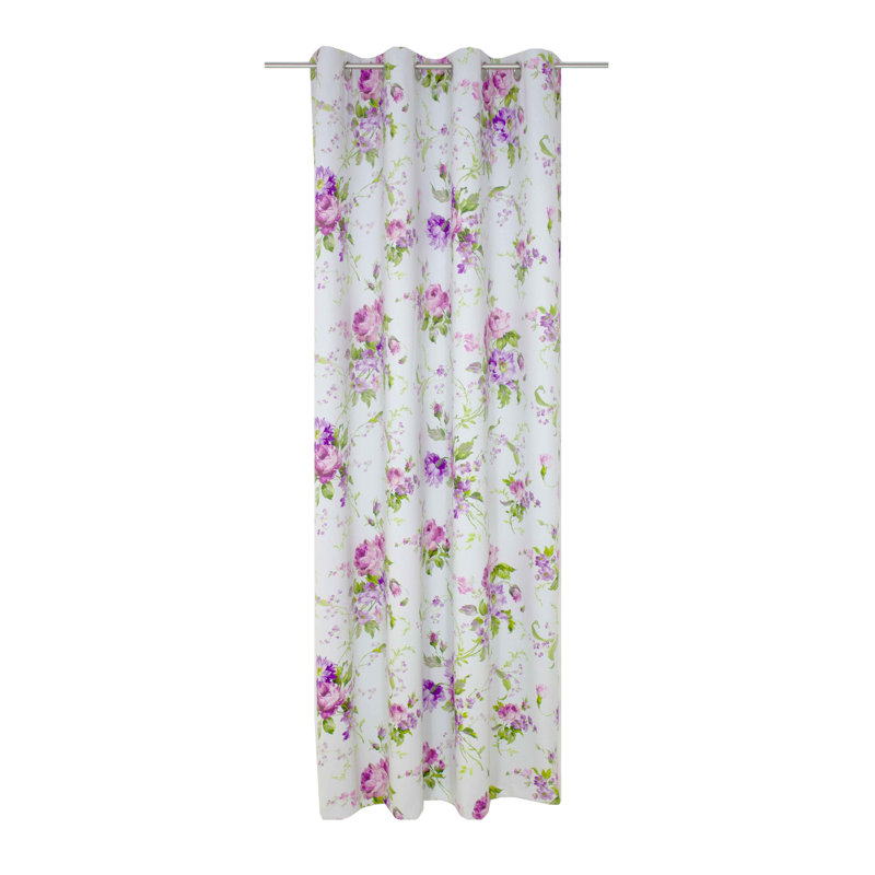 Pansy Blackout Curtain Single Panel, 145cm Width x 220cm Drop, Pink and purple