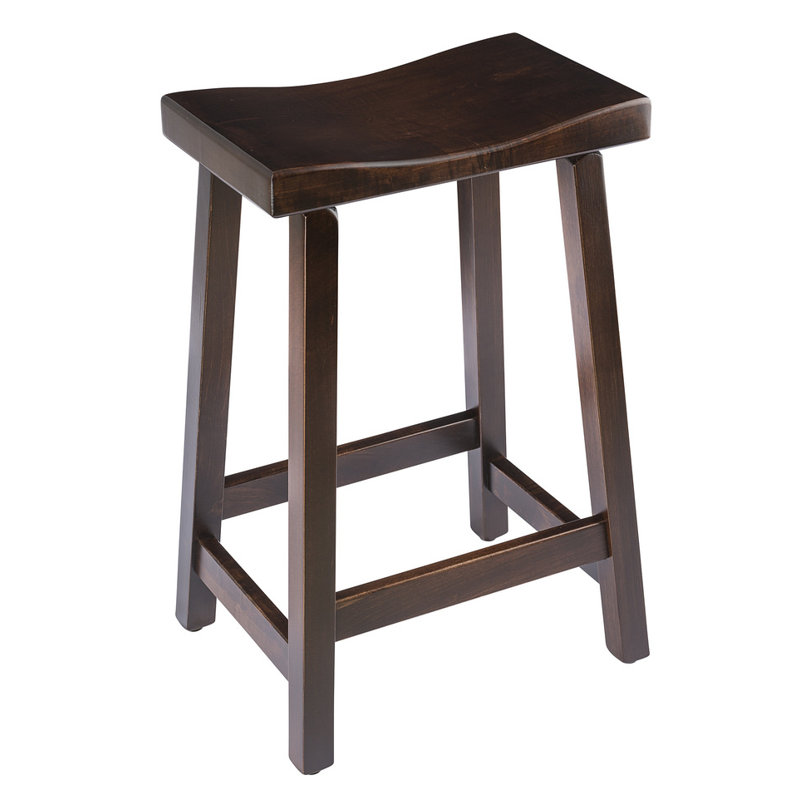 Tabouret de bar et de comptoir en bois massif Cambon, Tabac riche, Tabouret de comptoir (assise de 24 po de hauteur)