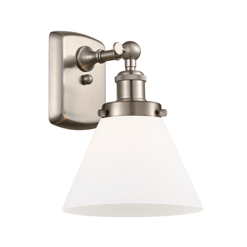Applique murale 1 lumière 8 po Ballston Urban Cone, Blanc mat, Nickel satiné brossé, DEL