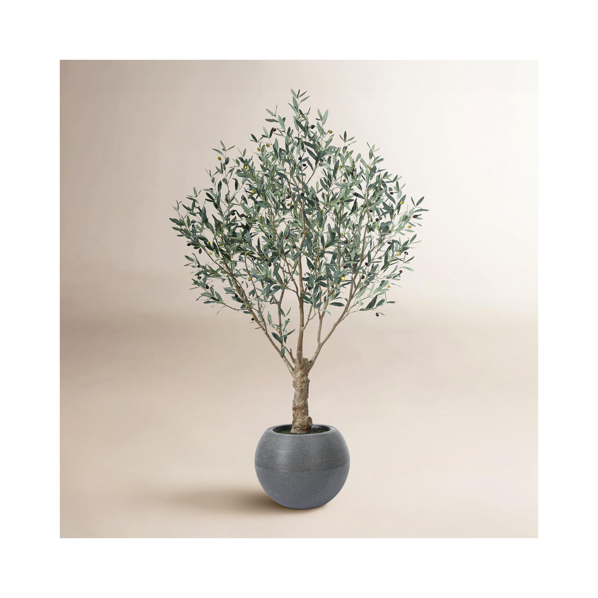 Akita 7ft UV Resistant Fake Olive Tree with Grey Tall Planter for Indoor Outdoor Office Home Decor