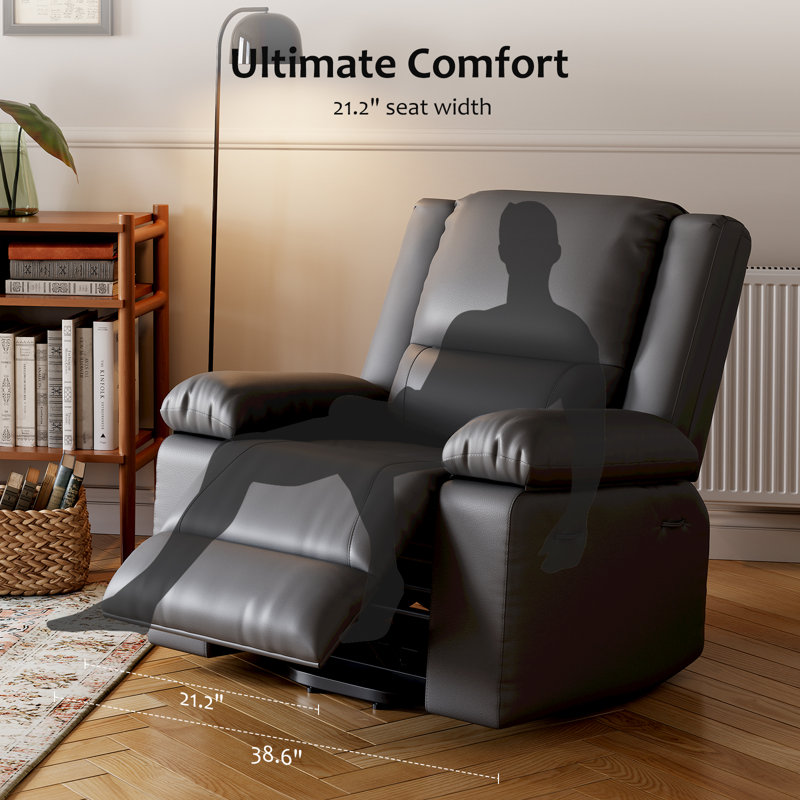Electric Lift Chair Recliner with Massage and Heat, Remote Control and Side Pocket, Gray Wood