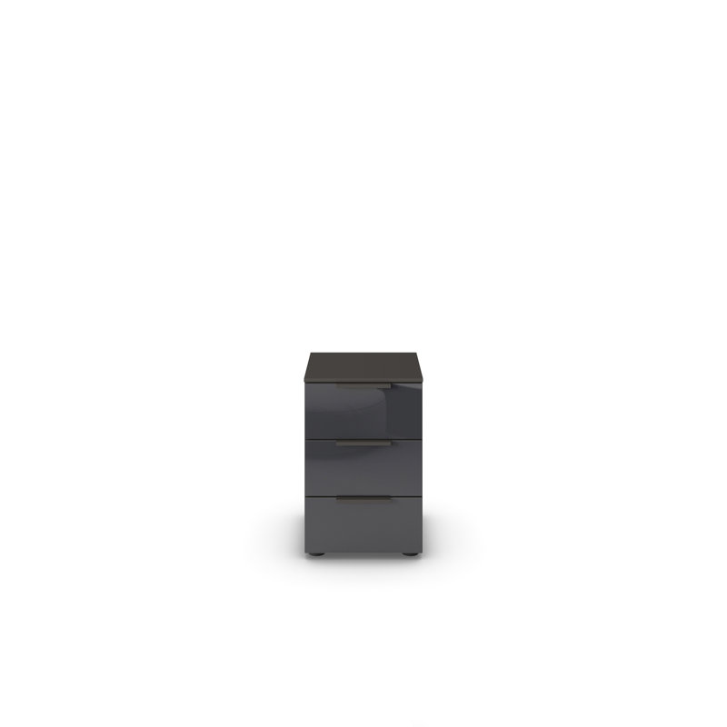 Manufactured Wood Bedside Table, Graphite/Glass Basalt