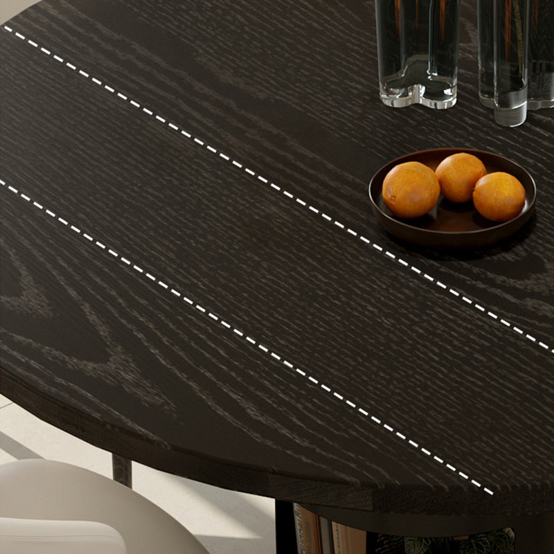 Table ronde noire avec rangement en bois de frêne épais, H 29,52 po x L 47,24 po x l 47,24 po