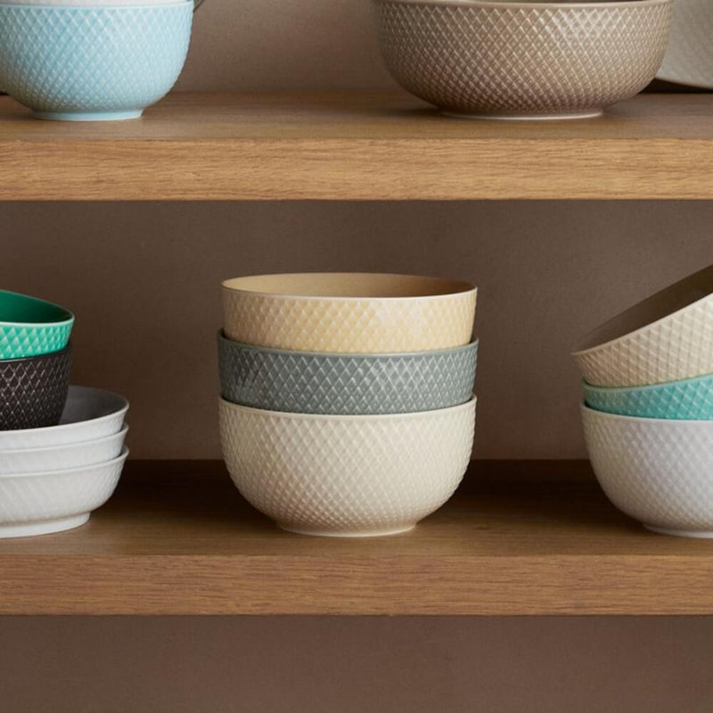 Rhombe Earth Porcelain Rice Bowl, Green