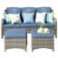 Ensemble de conversation de patio 9 pièces NTC, ensemble de canapé d'extérieur en osier avec chaises berçantes pivotantes, repose-pieds et table de foyer optionnelle, ensemble de conversation de patio avec coussins-88392635-88392636-98547657