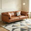 Canapé modulaire orange en cuir véritable-129605634