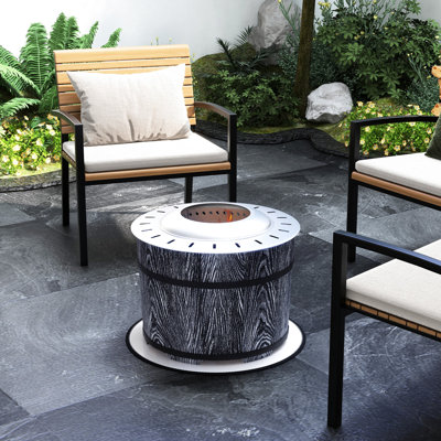 Poêle à feu sans fumée de 20 po, foyer au bois portatif pour les moments paisibles de la cour arrière, patio, pique-nique, camping, avec tapis, foyer de style noir, maisons à faible fumée,