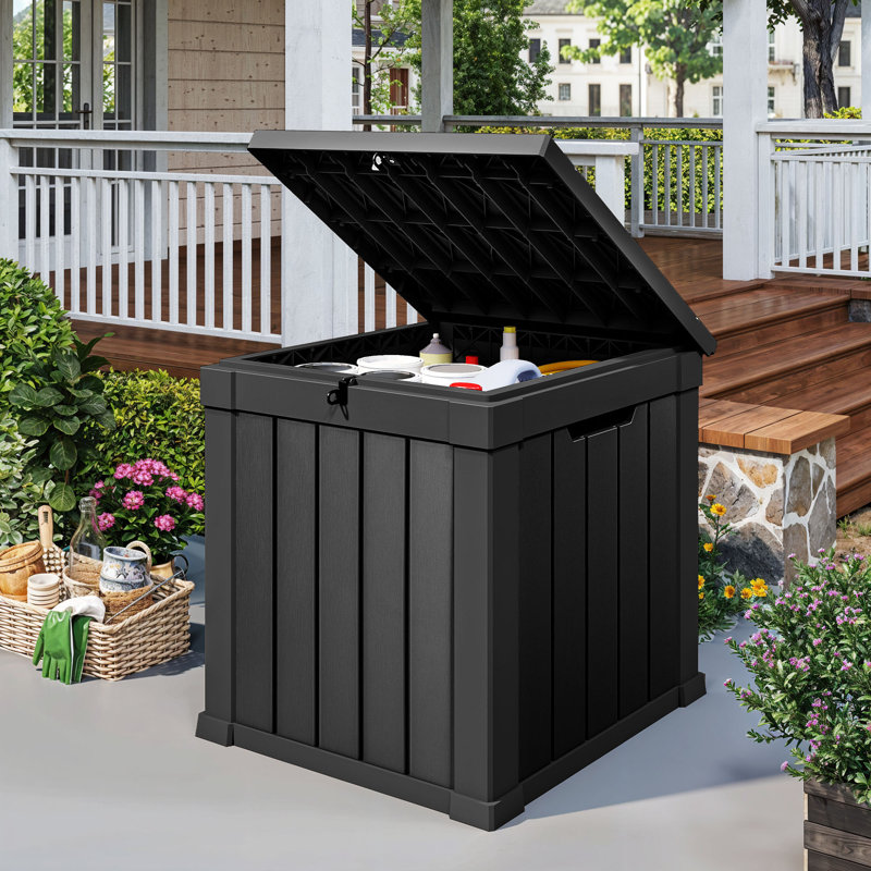 Boîte de rangement pour l'extérieur 50 gallons, Noir