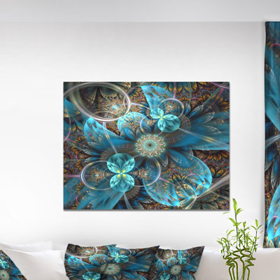 «Fractal Blue Flowers», reproduction d'art sur toile