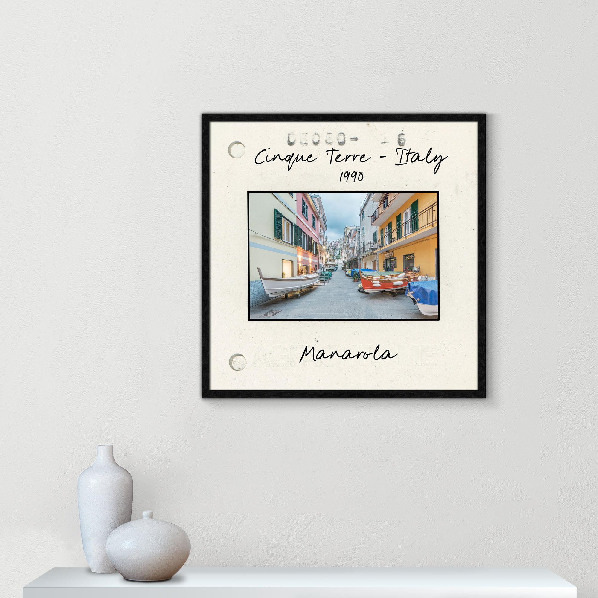 Cinque Terre, Italy - Manarola Print by Danita Delmont, 27.5" H x 27.5" W x 0.75" D, Black Single Picture Framed Paper
