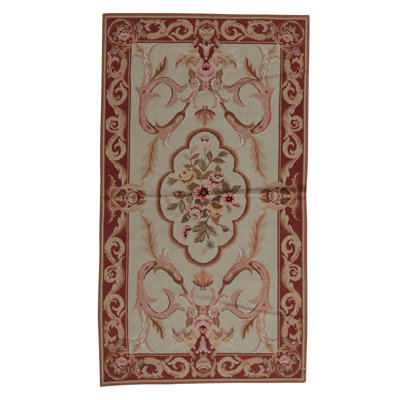 Tapis oriental rouge / blanc noué à la main de haute qualité