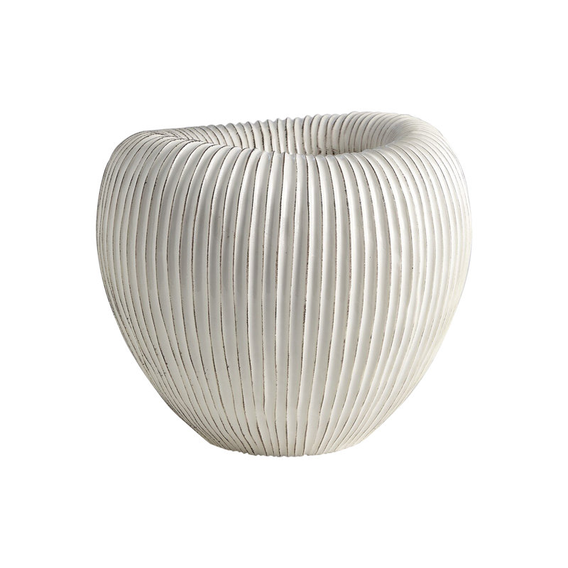 Baleen Cachepot-Ivory w/Brown Edges