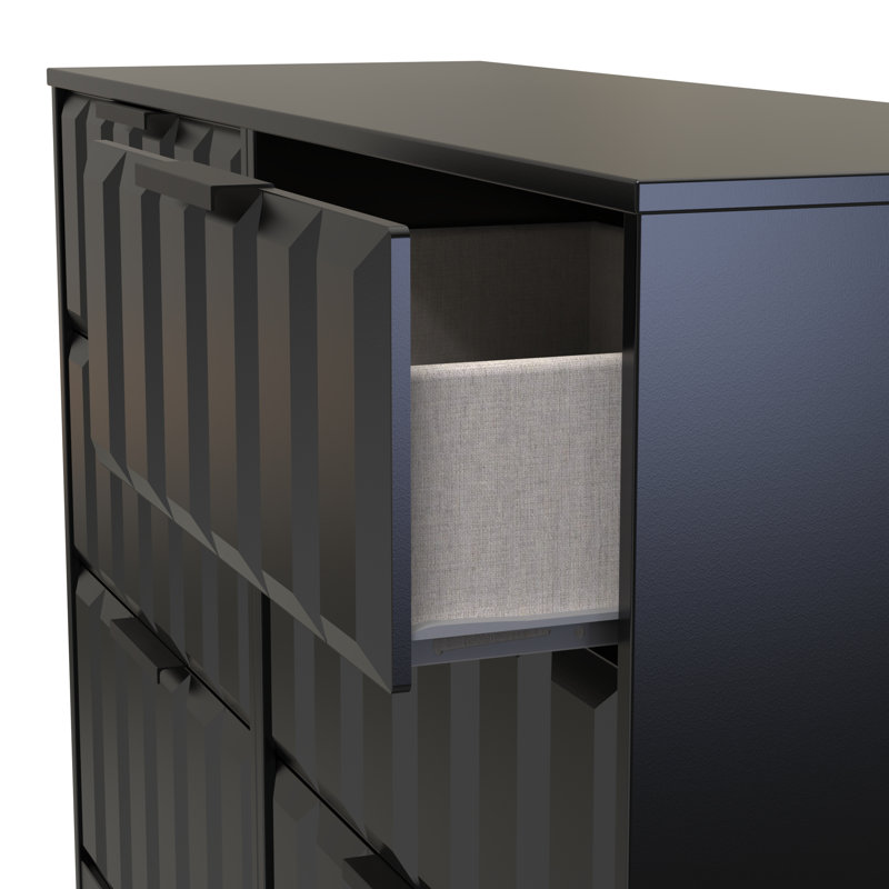 Besian 6 Drawer Wide Chest (Ready Assembled), Deep Black/Black Matt