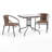 Amlie 28'' Square Glass Metal Table with Rattan Edging and 2 Rattan Stack Chairs-248300041