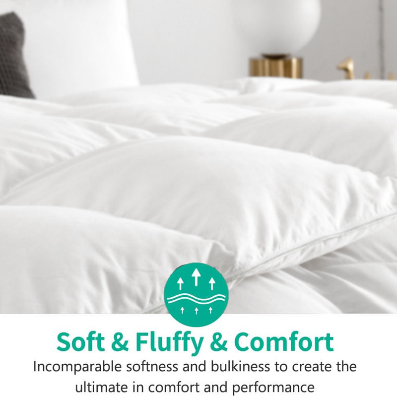  All Season Feather & Down Comforter – 100% Cotton Shell &  Breathable Bedding Duvet Insert, King Down Comforter