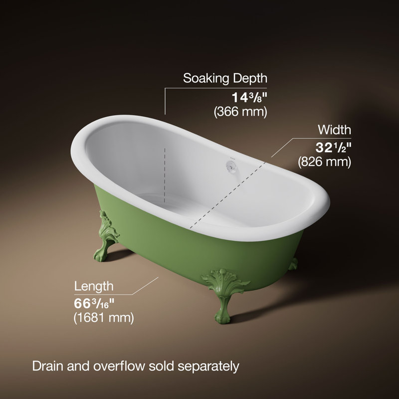 Artifacts 66-1/8 In. X 32-1/2 In. Freestanding Bath, Green/White