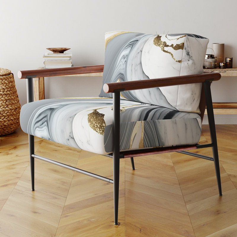 Cullivan - Fauteuil d'appoint rembourré en marbre, Noir, noir, noir, noir