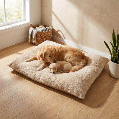 Pawsy Beige Two-Tone Bolster Lounge Dog Bed