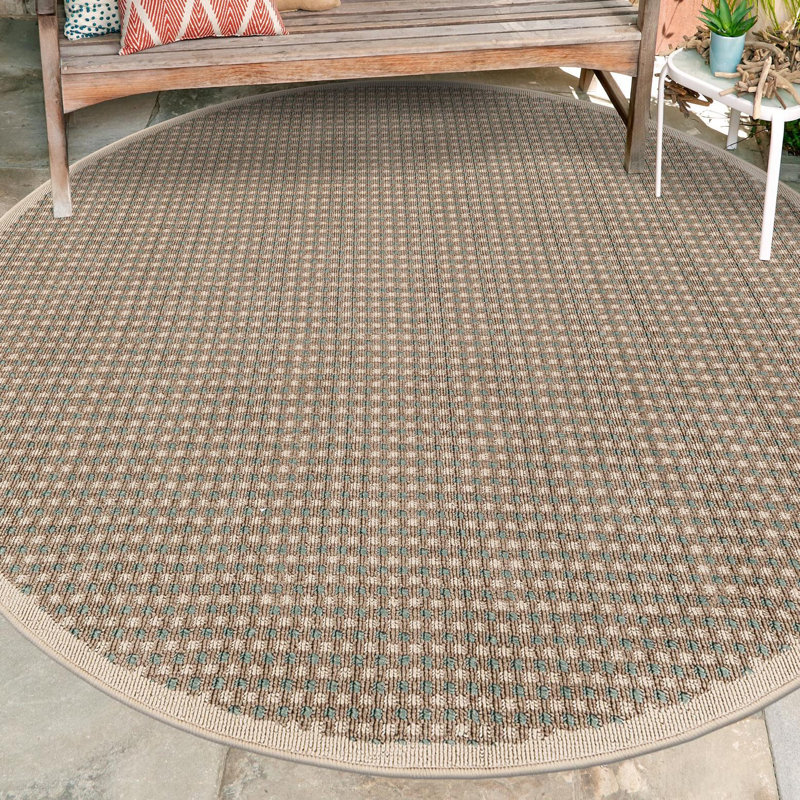 Tapis d'intérieur / extérieur en polypropylène tissé à la machine Gourlie, Rond 3 pi 1 po
