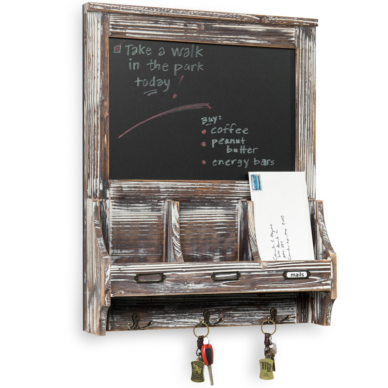 Wall Chalkboard with Mail Storage Key Hook