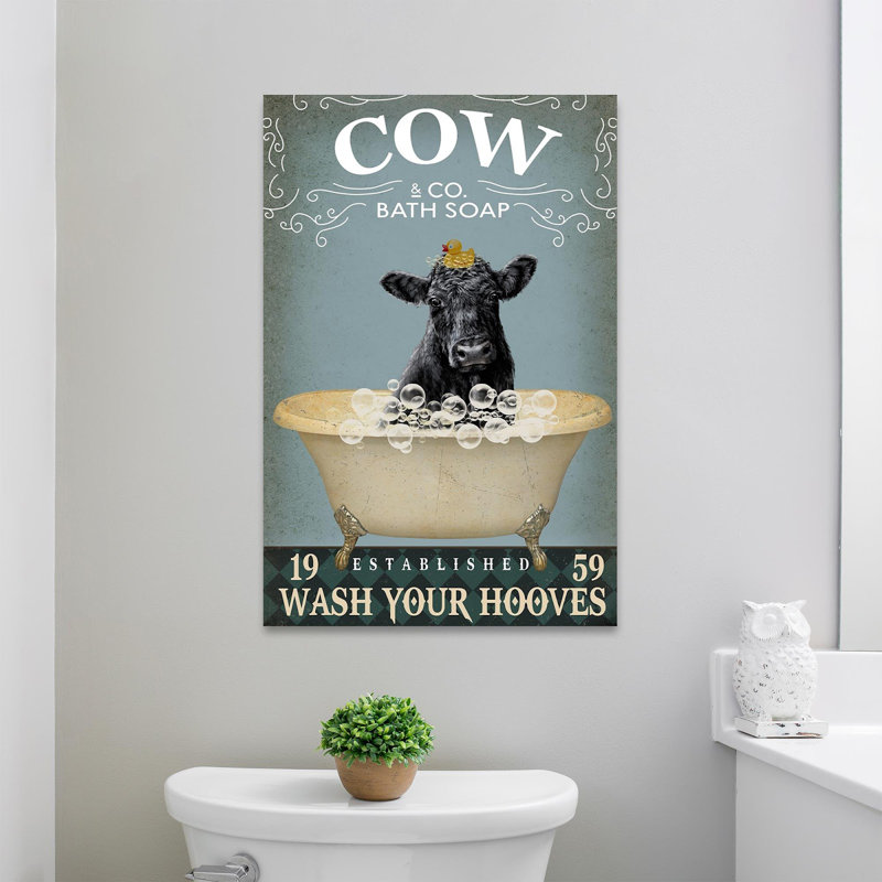 Cow Bath Soap - 1 Piece Rectangle Graphic Art Prin " Cow Bath Soap "