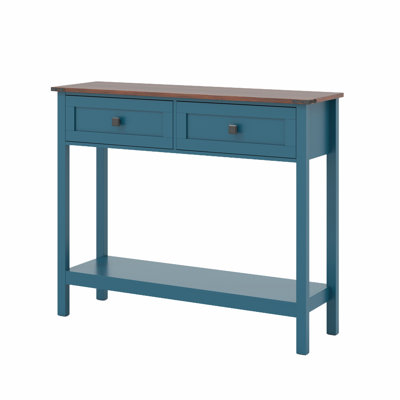 Farmhouse Style Console Table With Dual-Tone Design, 2 Drawers And Bottom Storage Shelf – Rustic Side Table For Entryway, Living Room And Hallway by Winston Porter