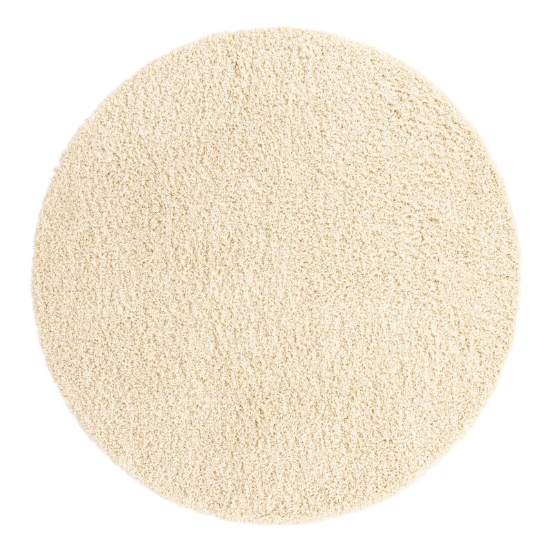 Eginhardt Shag Pure Area Rug, Round 5'3", Pure Ivory