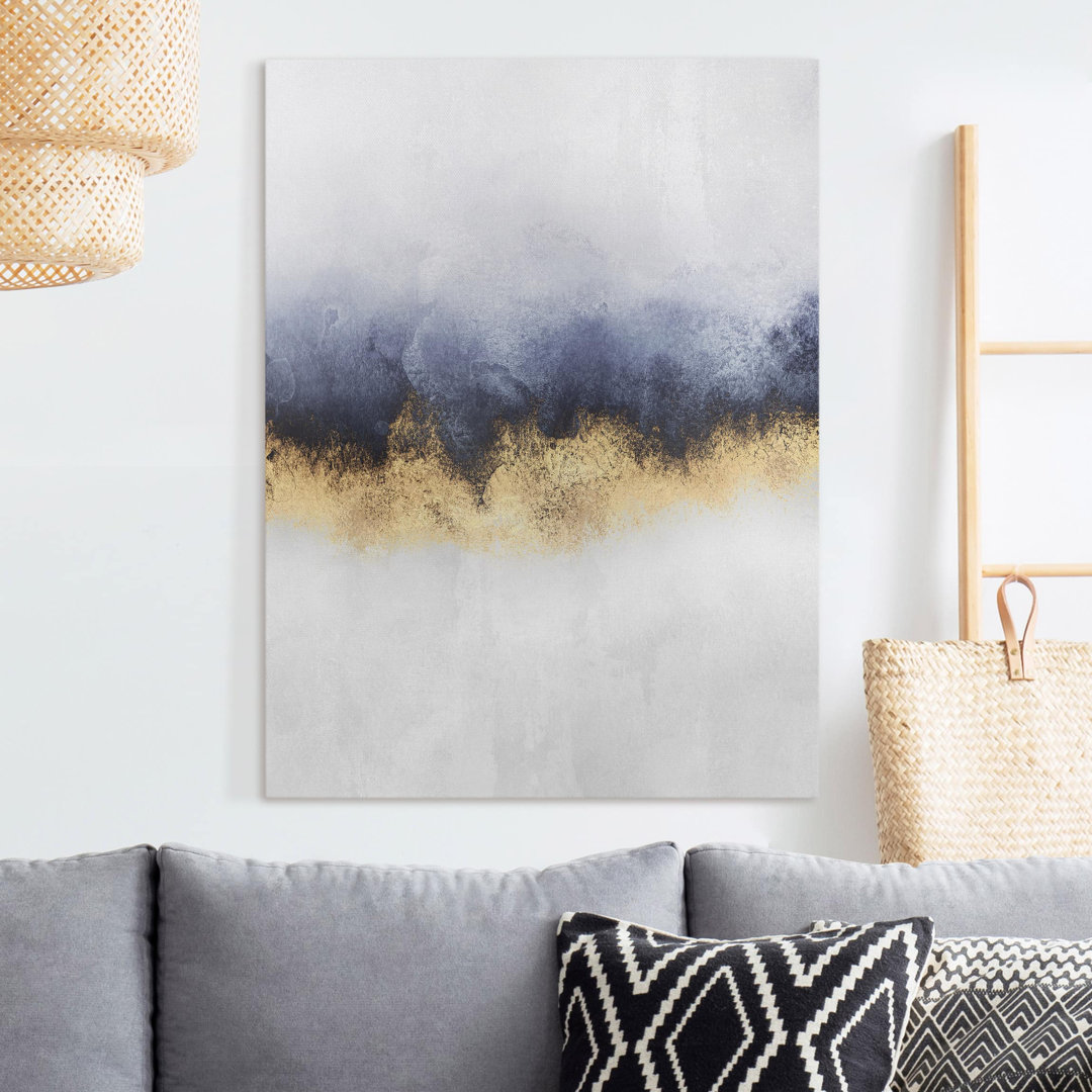 Leinwandbild Wolkenhimmel mit Gold von Elisabeth Fredriksson