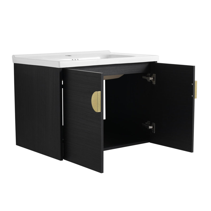 Meuble-lavabo à fermeture en douceur 28 po avec lavabo, Noir, 28"
