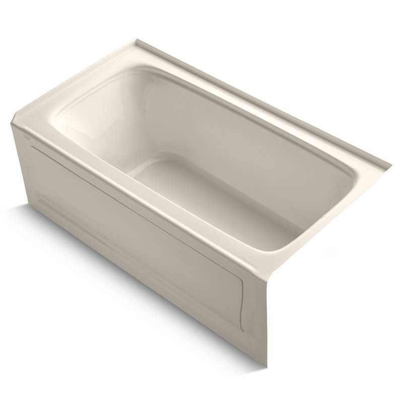 Bancroft 60" x 32" Alcove Soaking Acrylic Bathtub, Innocent Blush, Right