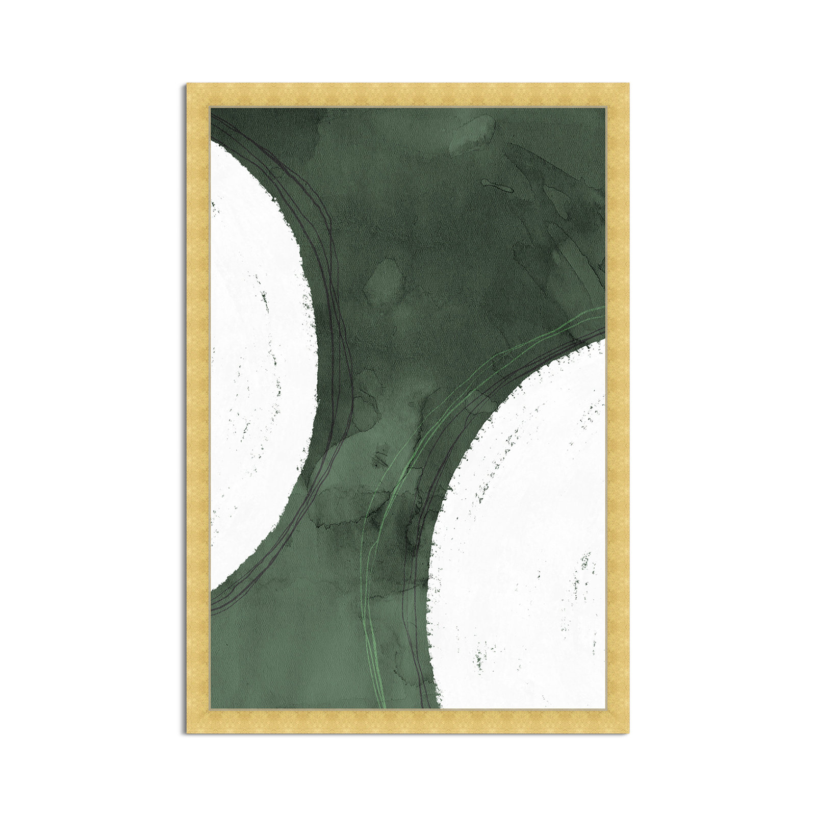 Green Moon Painting by Oliver Gal, 47" H x 32" W x 0.5" D, Gold