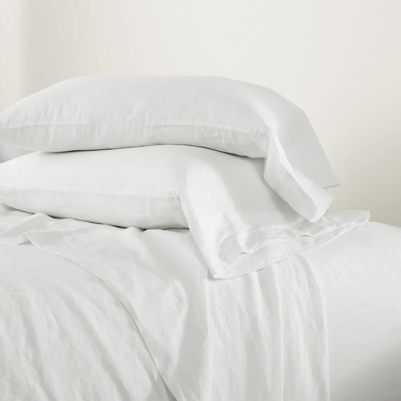 Luna Linen White Sheet Set, Twin Sheet Set