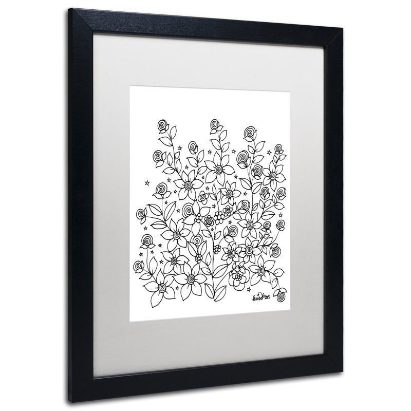 « simple fleur doodle », impression sur toile encadrée, Blanc, H 20 po x l 16 po x P 0,5 po