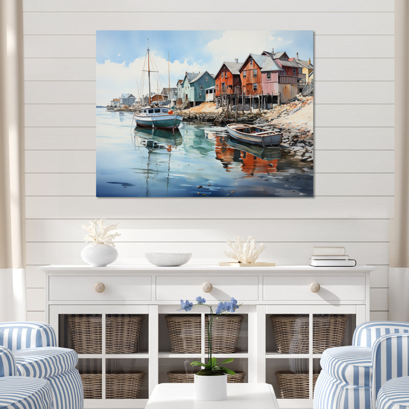 Port Harbor Reflections III, H 24 po x l 32 po x P 1 po, Toile tendue