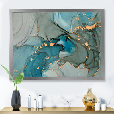 Turquoise doré infusé de marbre - reproduction sur toile