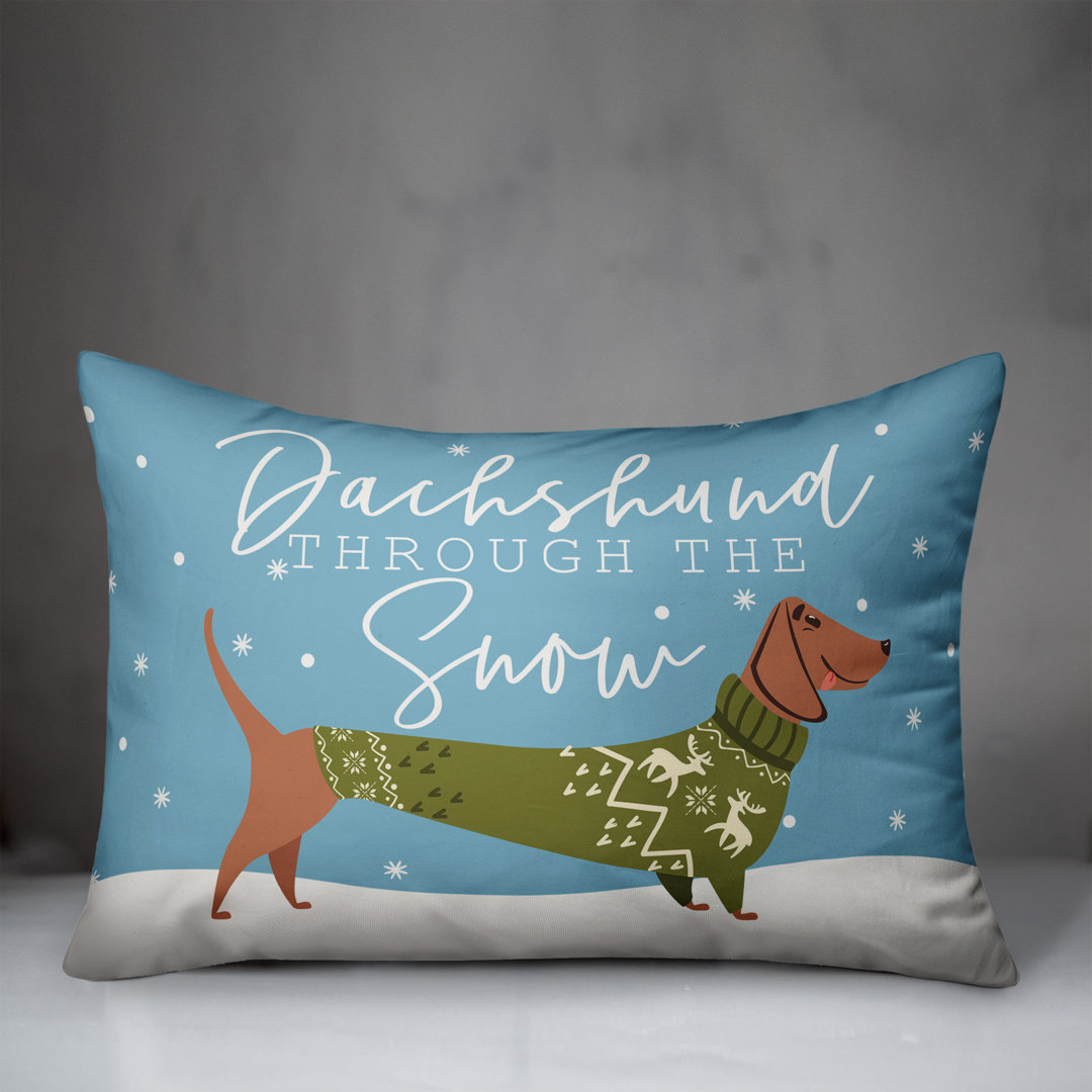 Dachshund Through the Snow Lumbar Pillow Designs Direct Creative Group