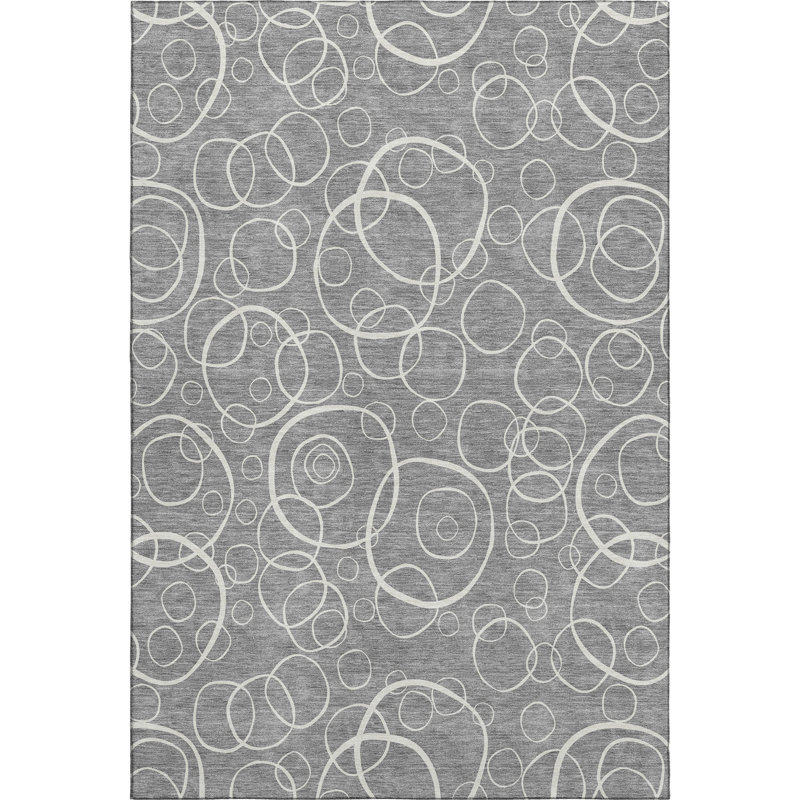 Premium Machine Washable Mayfield AMF2407 Bubbles Rug, Gray, 10' x 14'