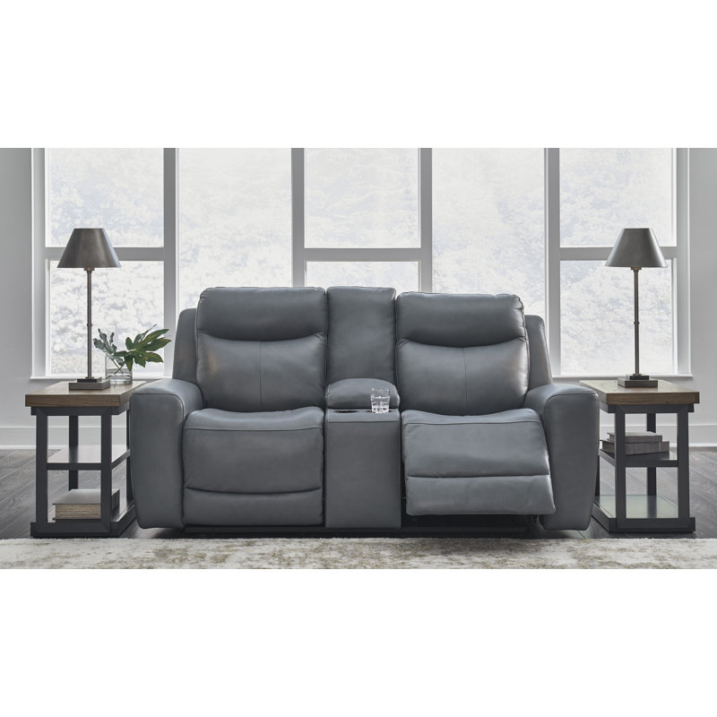Upholstered 79'' Power Reclining Loveseat, Gray