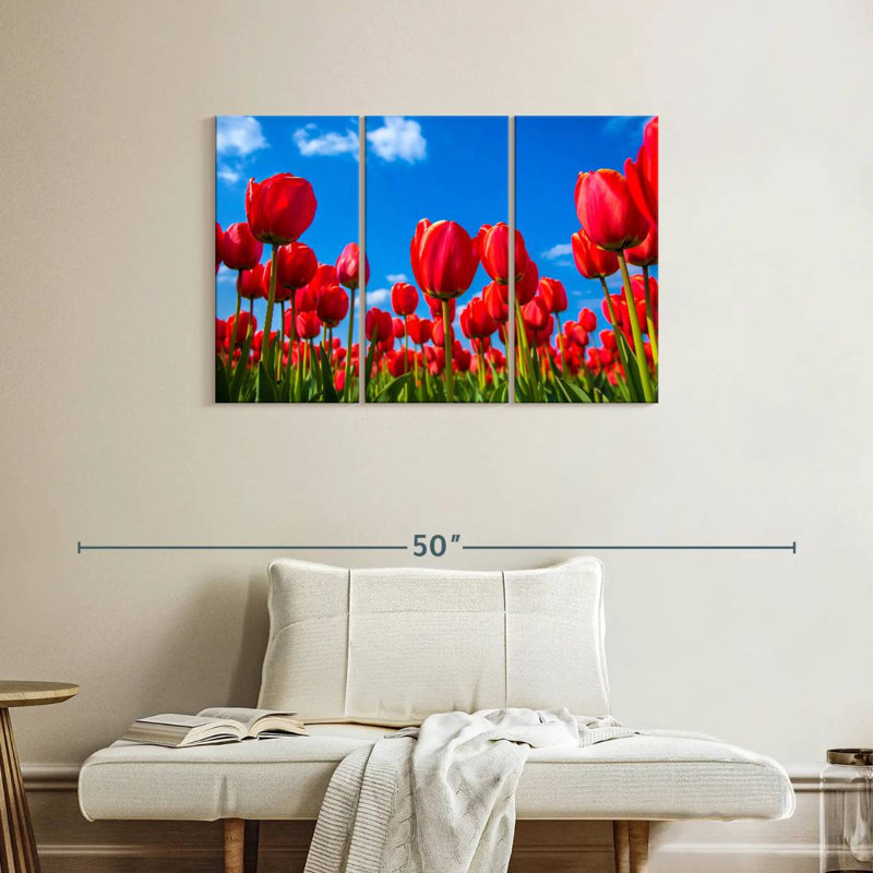 Harnek Meadow Of Red Tulips, 24" H x 38" W