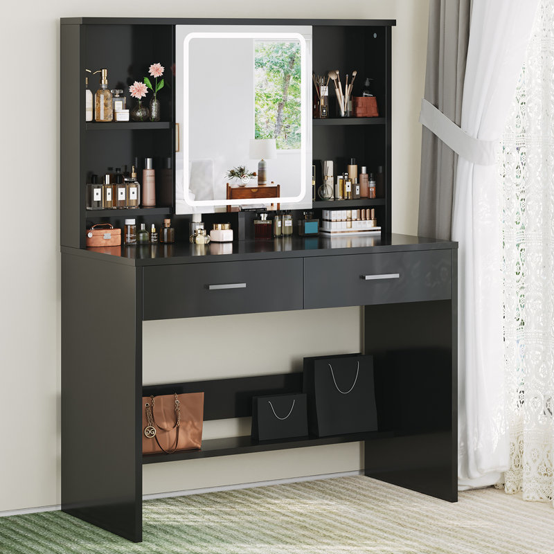 Dressing Table with Mirror, Espresso