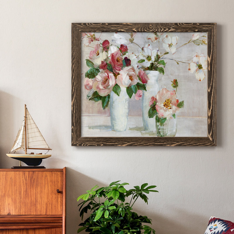 Shades Of Blush - Peinture sur toile encadrée, H 24 po x l 18 po x P 1,5 po, Noyer