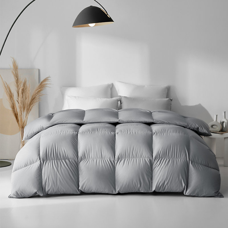 Box Stitch Comforter, Twin Comforter, Light Gray