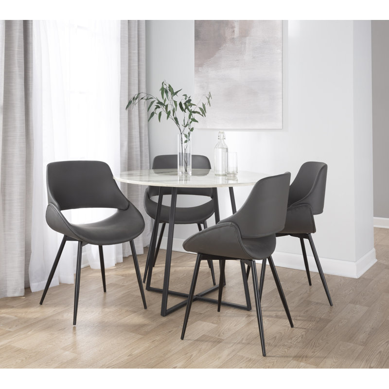 Chaise d'appoint rembourrée avec pieds en bois cintré Najrin, Faux cuir gris, Bois cintré noyer