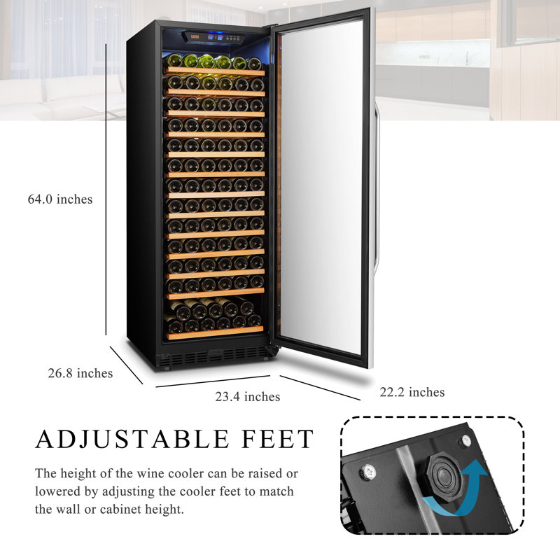 24" 143 Bottle Freestanding Refrigeration Single Zone Wine Refrigerator