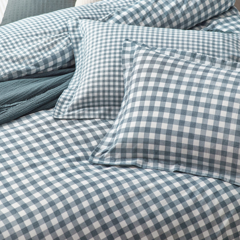 Barton Gingham Check Duvet Cover Set, Double Duvet Cover + 2 Standard Pillowcases, Navy/White