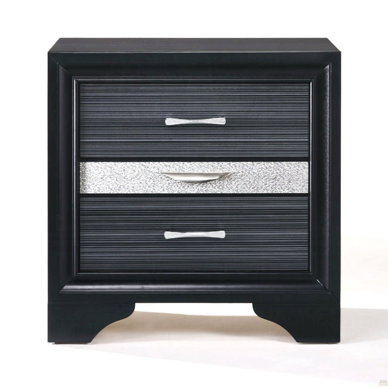 Table de chevet avec tiroirs de rangement, Noir