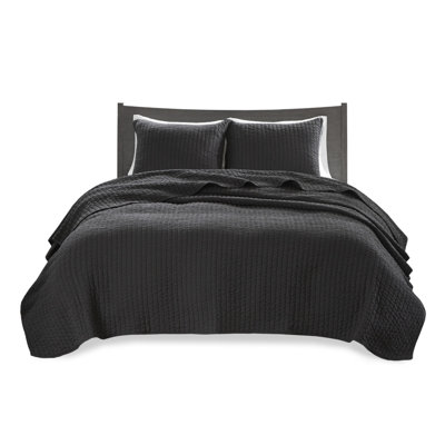 Comfortable Black Microfiber Bedding Set, Farmhouse Style For All Seasons