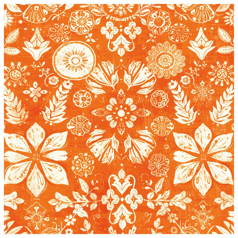 Housses de couette à motif floral orange, Lit simple